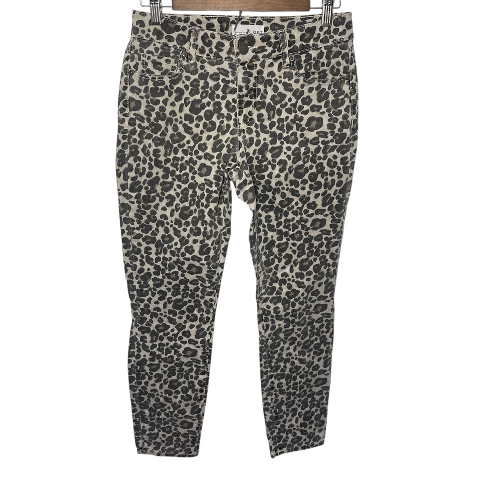 LOFT animal Leopard Print curvy skinny Women's Jeans size 2 26